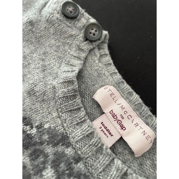 ~ Stella McCartney 3yr Cashmere Silk Sweater for BabyGap Girls Gray Pink Leopard - Picture 3 of 12
